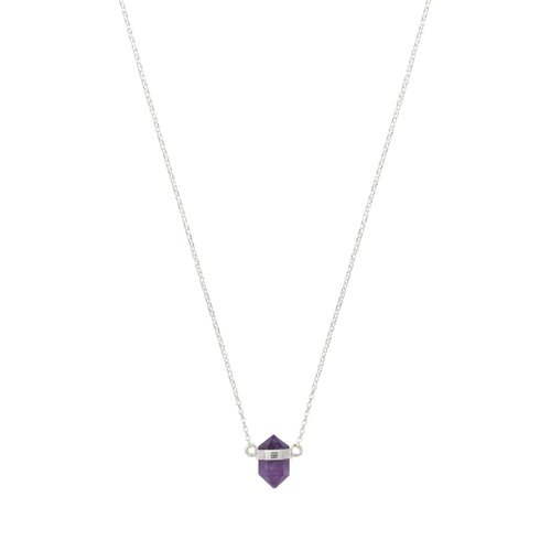 Srebrny choker z ametystem