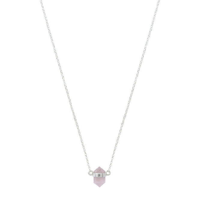 Srebrny choker z różowym kwarcem