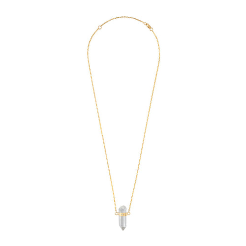 Złoty choker Gaia z mini kryształem górskim i diamentem