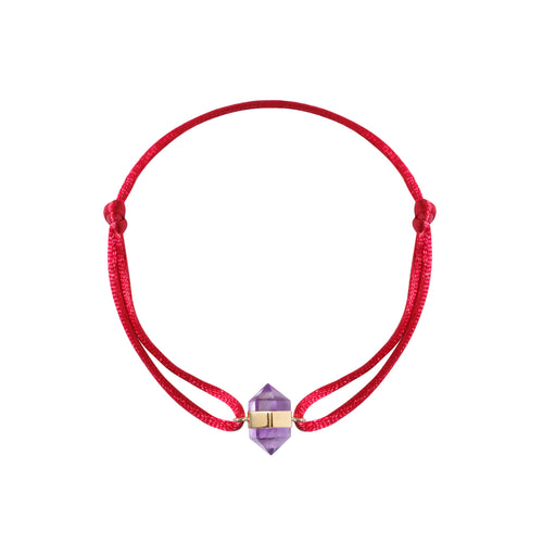 Personalizowana męska bransoletka na jedwabnym sznurku z kryształem